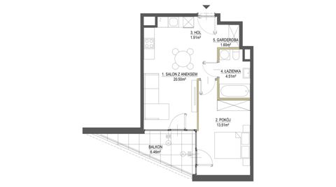 Plan 2 pok. 42m²
