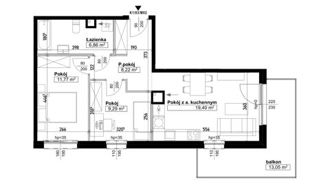 Plan 3 pok. 56m²