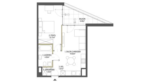 Plan 2 pok. 43m²