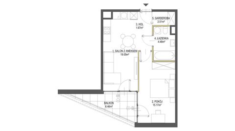 Plan 2 pok. 42m²