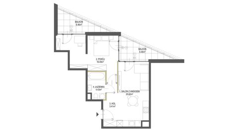 Plan 2 pok. 47m²