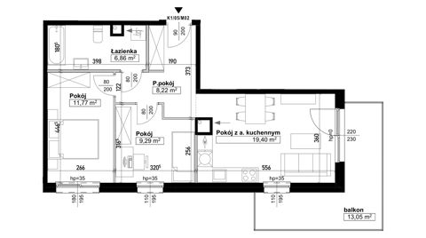 Plan 3 pok. 56m²