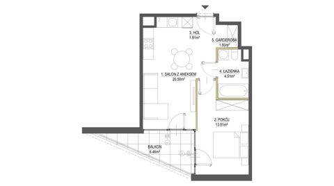 Plan 2 pok. 42m²