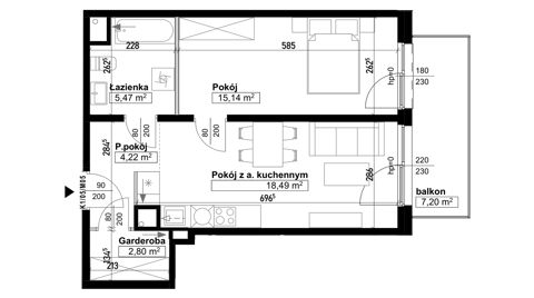 Plan 2 pok. 46m²