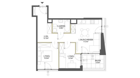 Plan 3 pok. 53m²