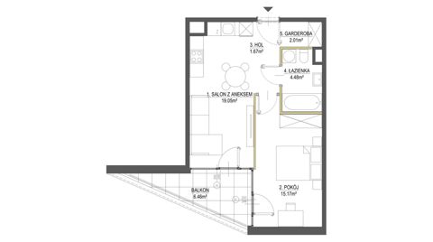 Plan 2 pok. 42m²