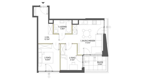 Plan 3 pok. 53m²