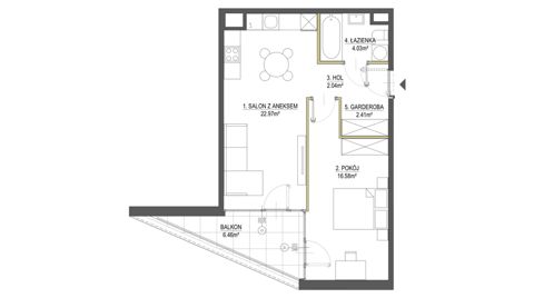 Plan 2 pok. 48m²