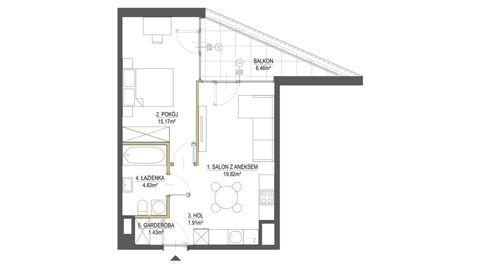 Plan 2 pok. 43m²