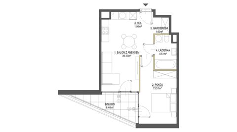 Plan 2 pok. 42m²