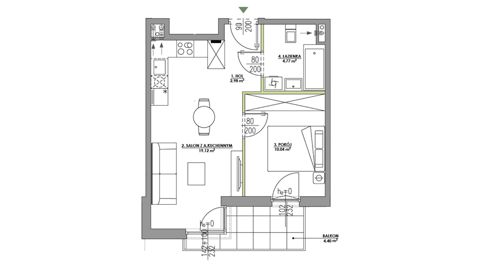 Plan 2 pok. 37m²