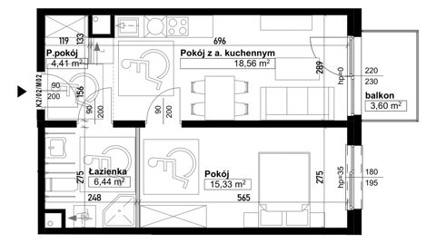 Plan 2 pok. 45m²
