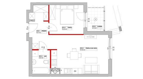 Plan 2 pok. 45m²