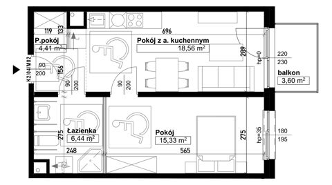 Plan 2 pok. 45m²