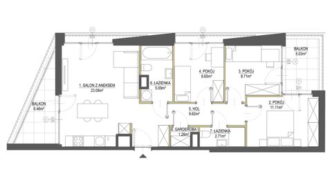 Plan 4 pok. 70m²