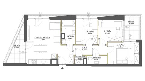 Plan 4 pok. 70m²