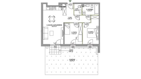 Plan 3 pok. 64m²