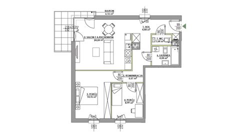 Plan 3 pok. 65m²
