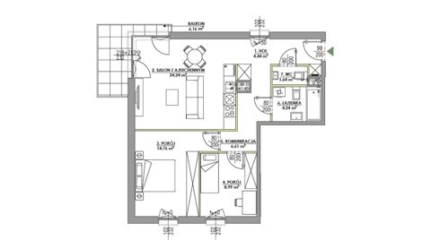 Plan 3 pok. 65m²