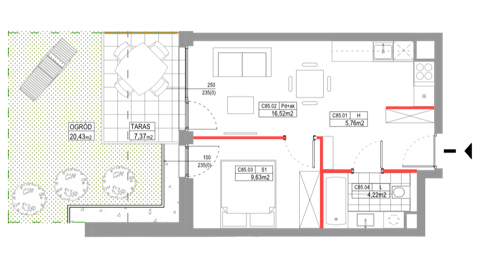 Plan 2 pok. 36m²