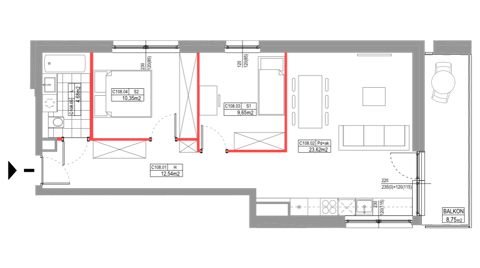 Plan 3 pok. 61m²