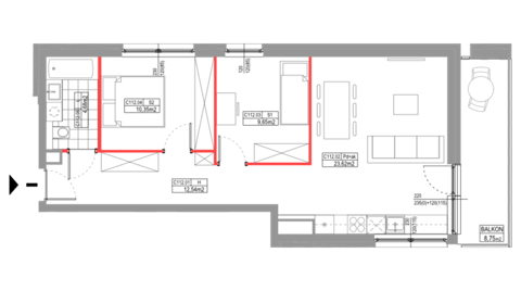 Plan 3 pok. 61m²