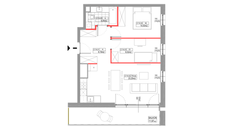 Plan 3 pok. 56m²