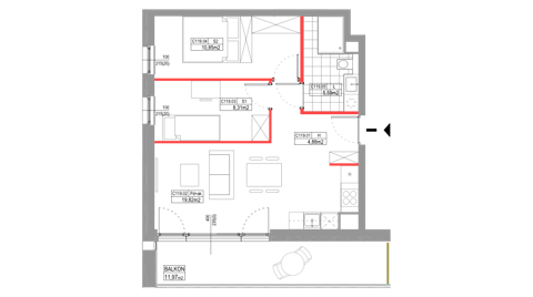 Plan 3 pok. 49m²