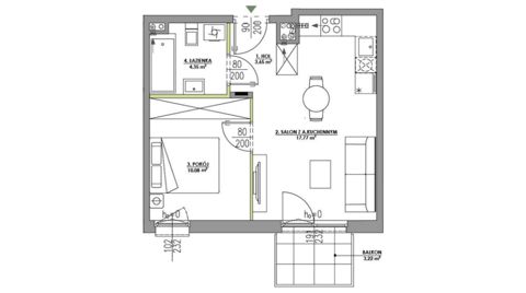 Plan 2 pok. 36m²