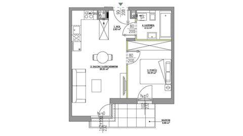 Plan 2 pok. 38m²