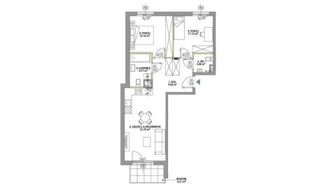 Plan 3 pok. 62m²