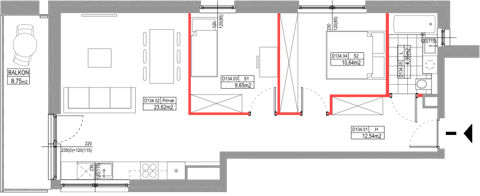 Plan 3 pok. 61m²