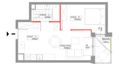 Plan 2 pok. 38m²