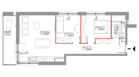 Plan 3 pok. 61m²