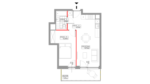 Plan 2 pok. 39m²