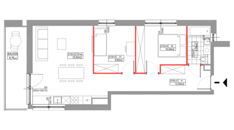 Plan 3 pok. 61m²