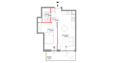 Plan 2 pok. 39m²