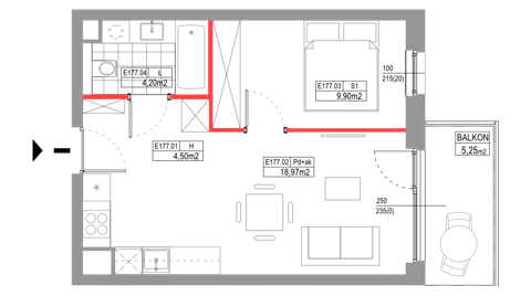 Plan 2 pok. 38m²