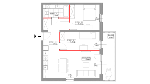 Plan 3 pok. 61m²