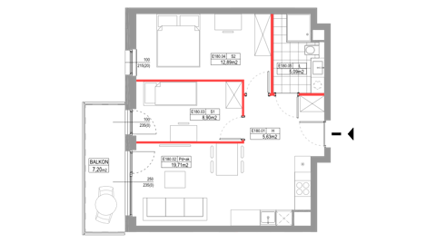 Plan 3 pok. 52m²