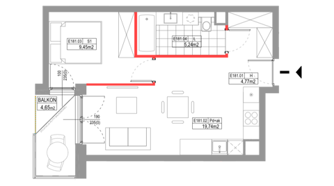 Plan 2 pok. 39m²