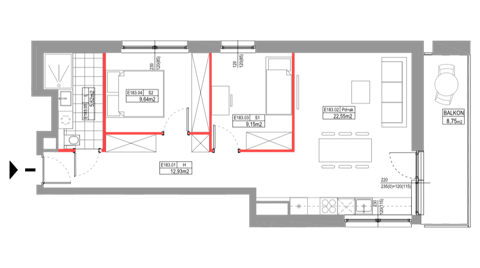 Plan 3 pok. 60m²