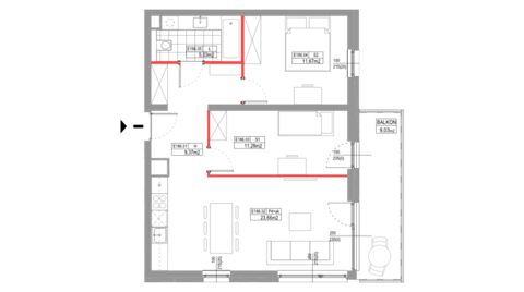 Plan 3 pok. 61m²