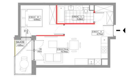 Plan 2 pok. 39m²