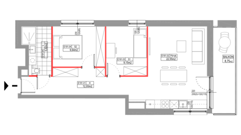 Plan 3 pok. 60m²