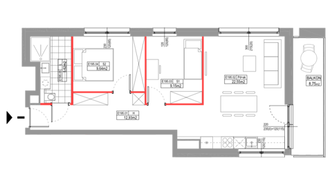 Plan 3 pok. 60m²