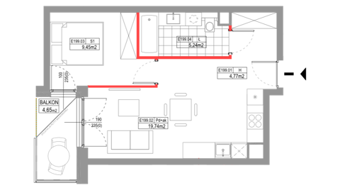 Plan 2 pok. 39m²