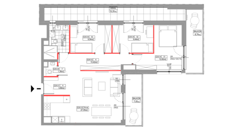 Plan 4 pok. 80m²