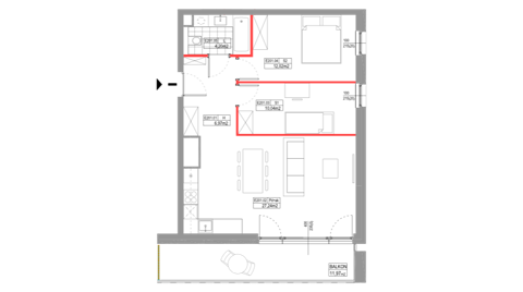 Plan 3 pok. 60m²