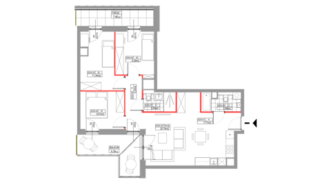 Plan 4 pok. 71m²